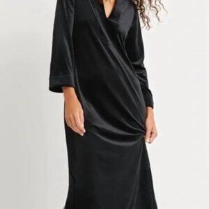 NWT Jude Connally Black Stretch Velvet Katie Caftan Dress L Large